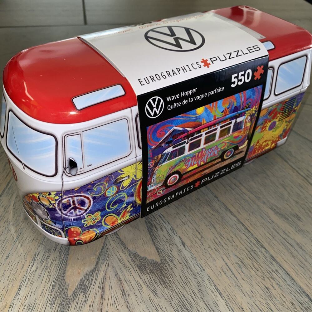 EuroGraphics VW Bus Wave Hopper 550 pc Puzzle in Collectable Tin W/Poster New